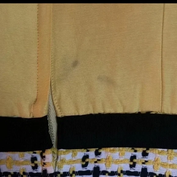 Vintage sheath Dress and Jacket yellow black white plaid tweed measures XS - Picture 11 of 11